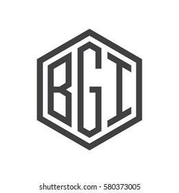 initial three letter logo hexagon black
