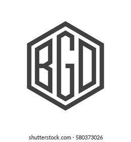 initial three letter logo hexagon black