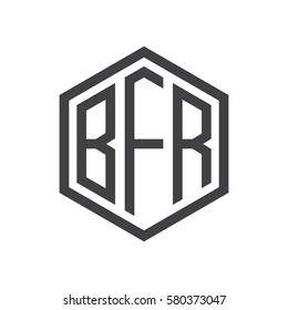 initial three letter logo hexagon black