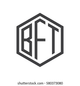 initial three letter logo hexagon black