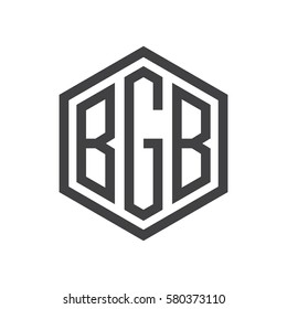initial three letter logo hexagon black