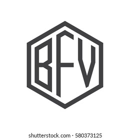 initial three letter logo hexagon black