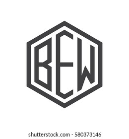 initial three letter logo hexagon black