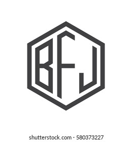 initial three letter logo hexagon black