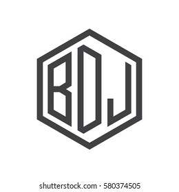 initial three letter logo hexagon black