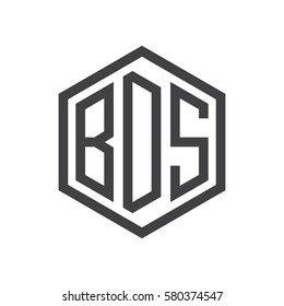 initial three letter logo hexagon black