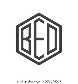 initial three letter logo hexagon black