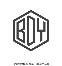 initial three letter logo hexagon black