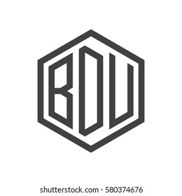 initial three letter logo hexagon black