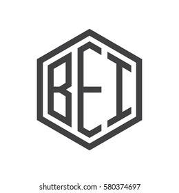 initial three letter logo hexagon black