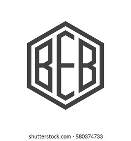 initial three letter logo hexagon black