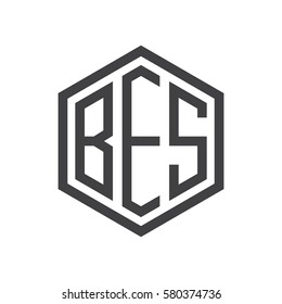 initial three letter logo hexagon black