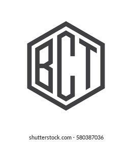 initial three letter logo hexagon black