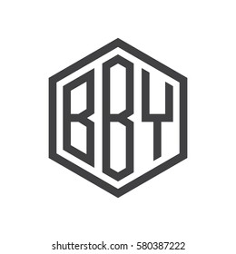 initial three letter logo hexagon black