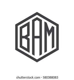 initial three letter logo hexagon black