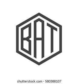 initial three letter logo hexagon black