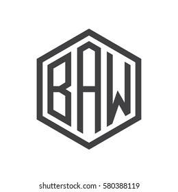 initial three letter logo hexagon black