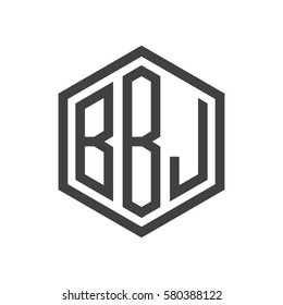 initial three letter logo hexagon black