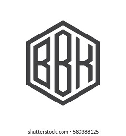 initial three letter logo hexagon black
