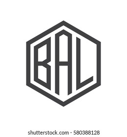 initial three letter logo hexagon black