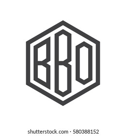 initial three letter logo hexagon black