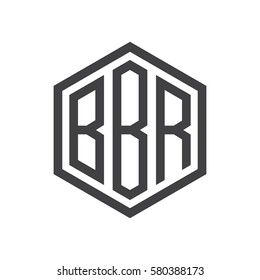 initial three letter logo hexagon black