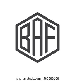 initial three letter logo hexagon black