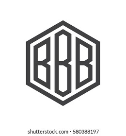 initial three letter logo hexagon black