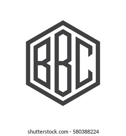 initial three letter logo hexagon black