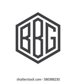 initial three letter logo hexagon black