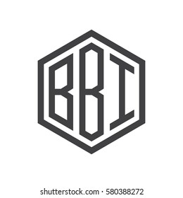 initial three letter logo hexagon black