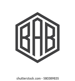 initial three letter logo hexagon black