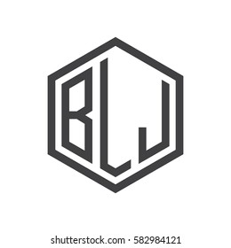 initial three letter logo hexagon black