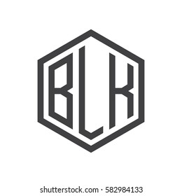 initial three letter logo hexagon black
