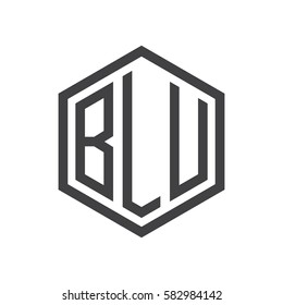 initial three letter logo hexagon black