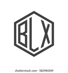 initial three letter logo hexagon black
