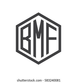 initial three letter logo hexagon black
