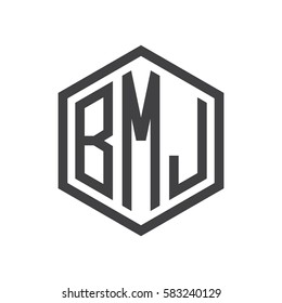 initial three letter logo hexagon black