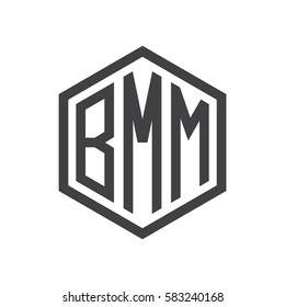 initial three letter logo hexagon black