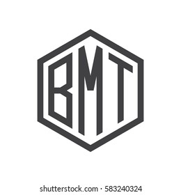 initial three letter logo hexagon black