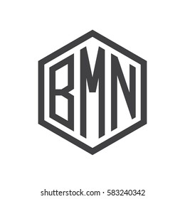 initial three letter logo hexagon black