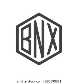 initial three letter logo hexagon black