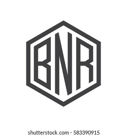 initial three letter logo hexagon black
