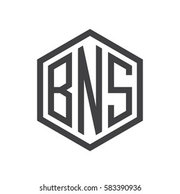 initial three letter logo hexagon black