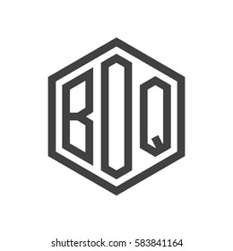 initial three letter logo hexagon black