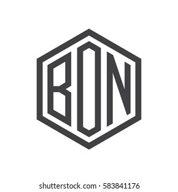 initial three letter logo hexagon black