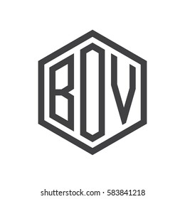 initial three letter logo hexagon black
