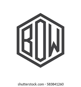 initial three letter logo hexagon black