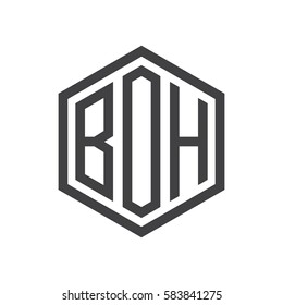 initial three letter logo hexagon black