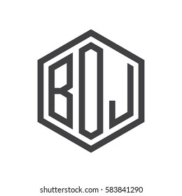 initial three letter logo hexagon black
